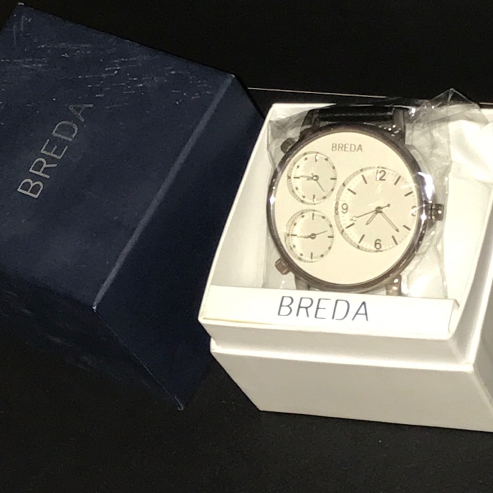 Breda large faced silver watch